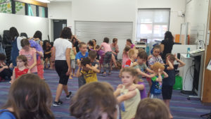 Photo of Monica Judd at Miss Mon's Music "Interesting Insects" Workshop, Mitchelton Library, 2016.