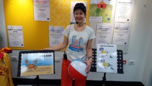 Photo of Monica Judd at Miss Mon's Music "Let's Go To The Beach" Workshop, Toowong Library, 2016.