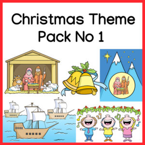 Christmas Songs Theme Pack No 1 audio theme pack Miss Mon's Music Away In A Manger Deck The Halls Go Tell It On The Mountain I Saw Three Ships Jingle Bells Christmas mp3 song download PDF download digital download accompaniment track